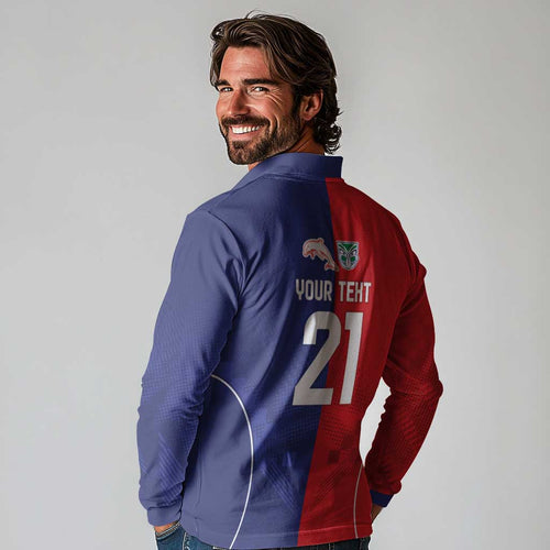 Custom Warriors-Dolphins Long Sleeve Polo Shirt Together Sporty Style