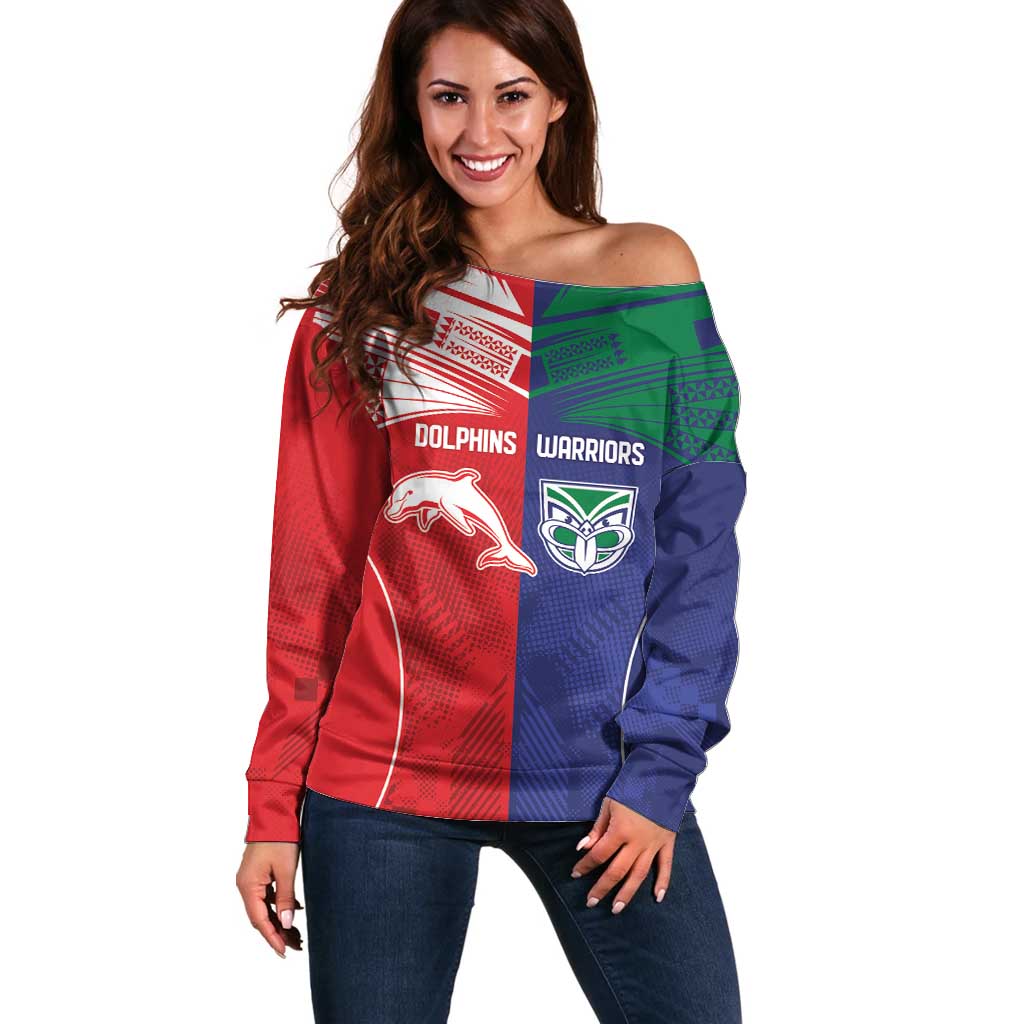 Custom Warriors-Dolphins Off Shoulder Sweater Together Sporty Style