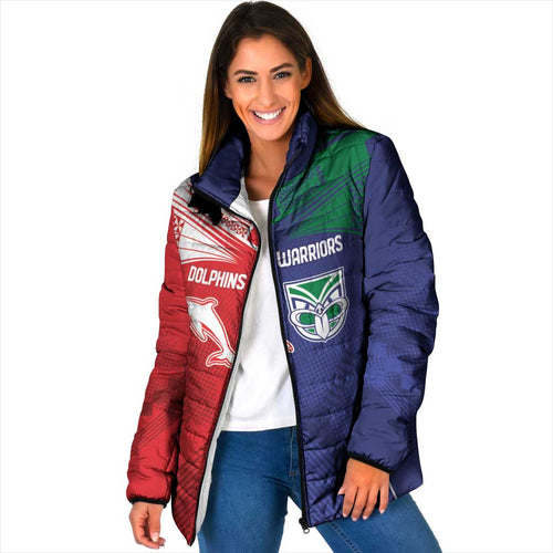 Custom Warriors-Dolphins Padded Jacket Together Sporty Style