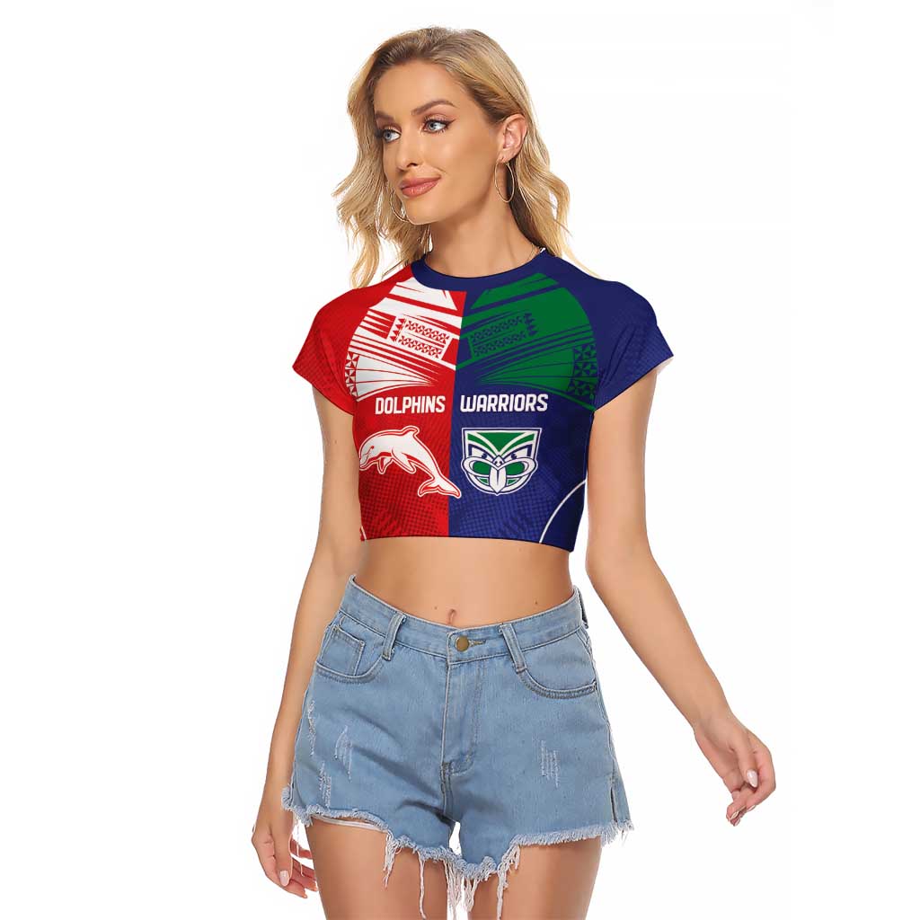Custom Warriors-Dolphins Raglan Cropped T Shirt Together Sporty Style