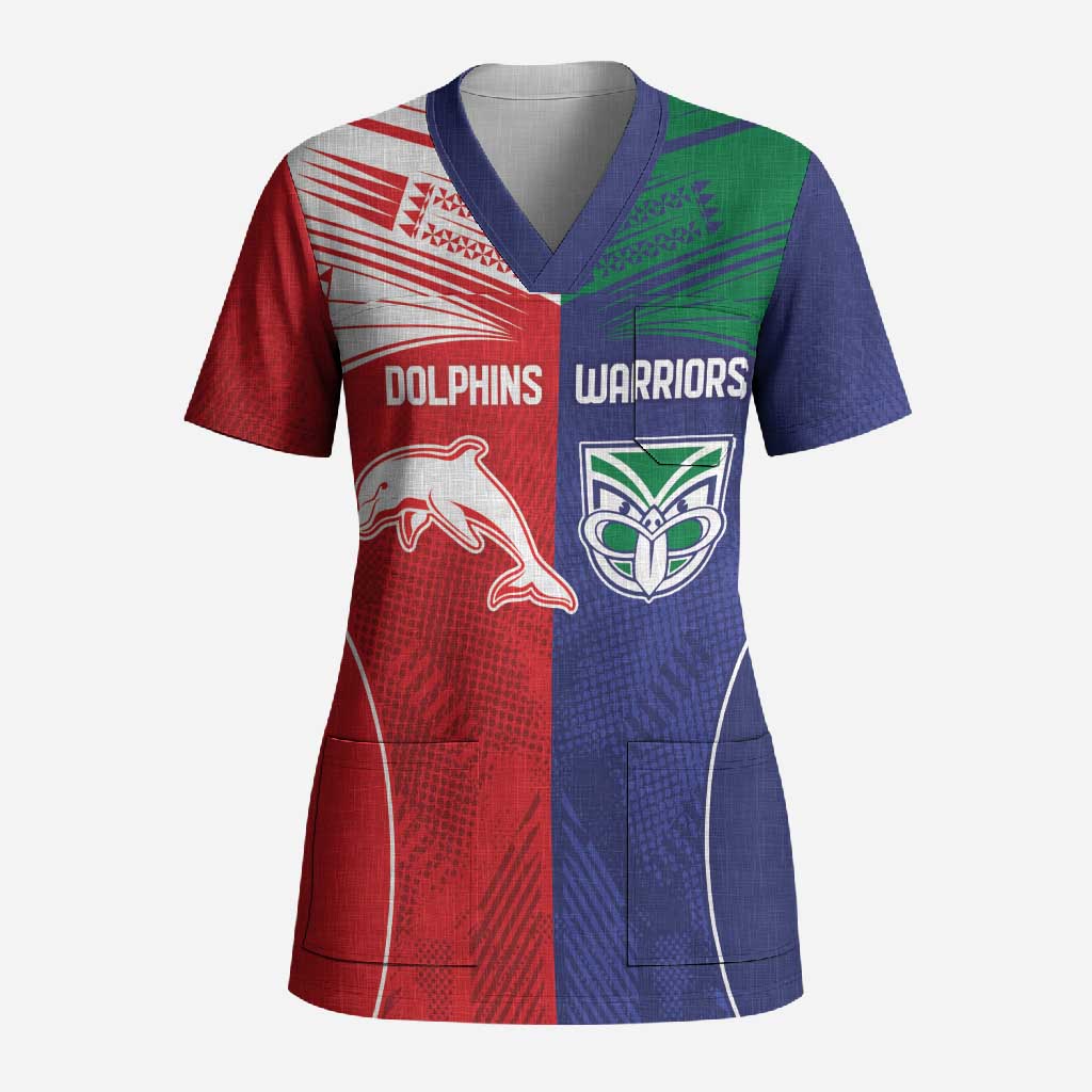 Custom Warriors-Dolphins Scrub Top Together Sporty Style