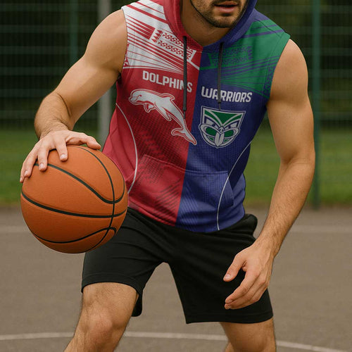 Custom Warriors-Dolphins Sleeveless Hoodie Together Sporty Style