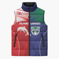 Custom Warriors-Dolphins Sleeveless Puffer Jacket Together Sporty Style