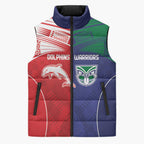 Custom Warriors-Dolphins Sleeveless Puffer Jacket Together Sporty Style