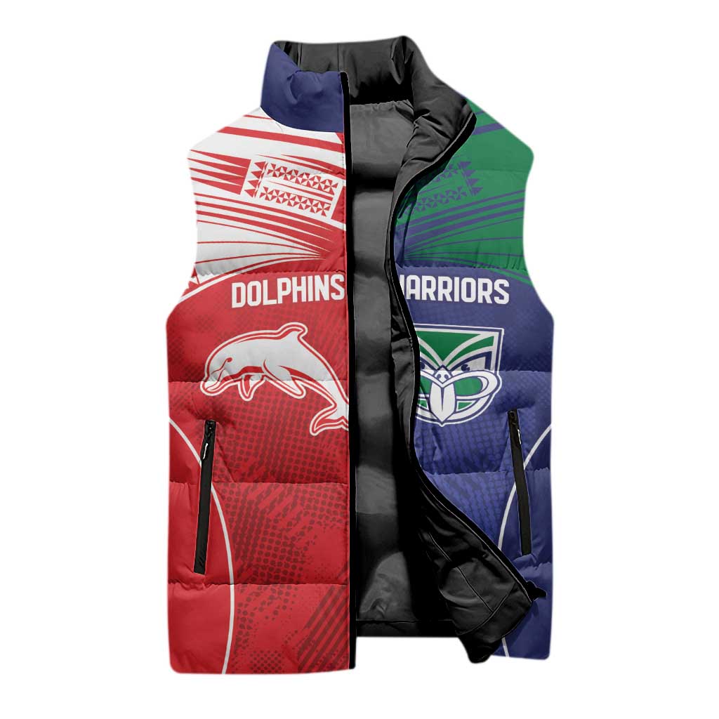 Custom Warriors-Dolphins Sleeveless Puffer Jacket Together Sporty Style