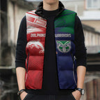 Custom Warriors-Dolphins Sleeveless Puffer Jacket Together Sporty Style