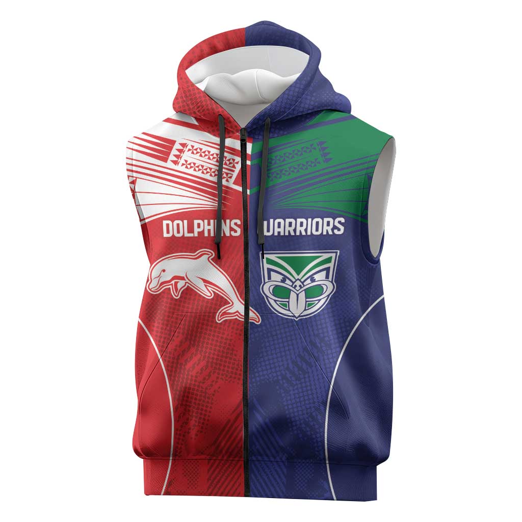 Custom Warriors-Dolphins Sleeveless Zip Hoodie Together Sporty Style