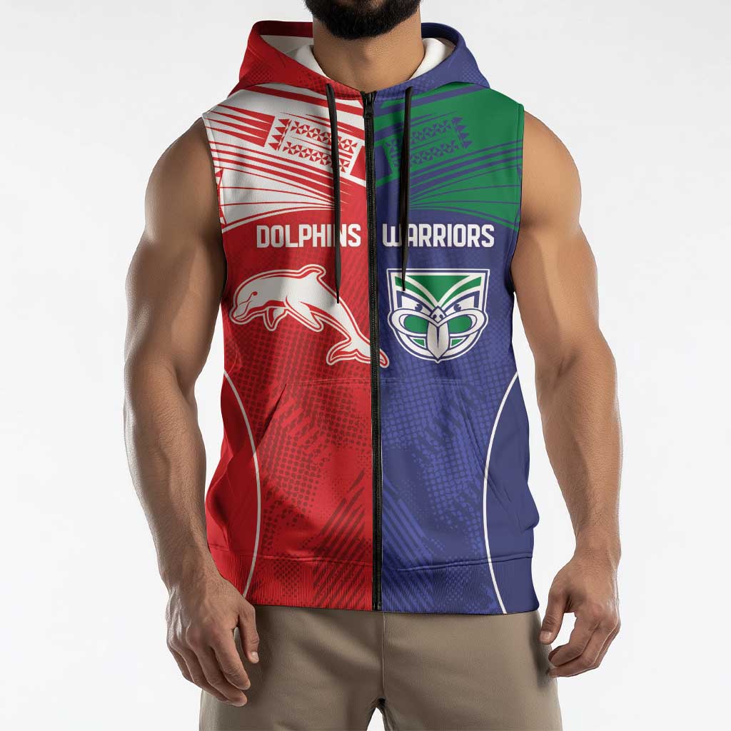 Custom Warriors-Dolphins Sleeveless Zip Hoodie Together Sporty Style