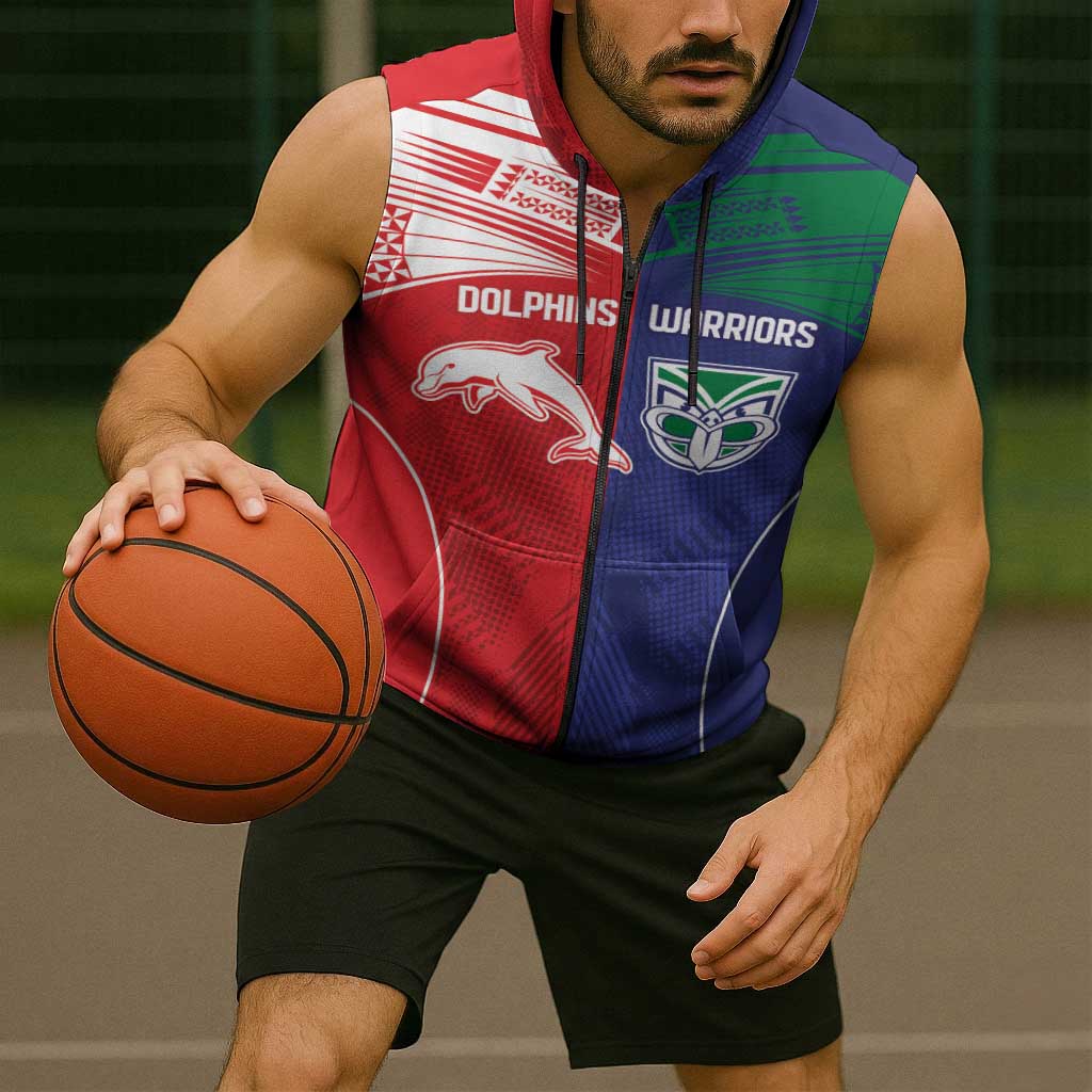 Custom Warriors-Dolphins Sleeveless Zip Hoodie Together Sporty Style