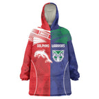 Custom Warriors-Dolphins Wearable Blanket Hoodie Together Sporty Style