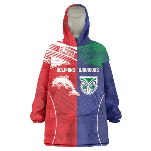 Custom Warriors-Dolphins Wearable Blanket Hoodie Together Sporty Style
