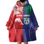 Custom Warriors-Dolphins Wearable Blanket Hoodie Together Sporty Style
