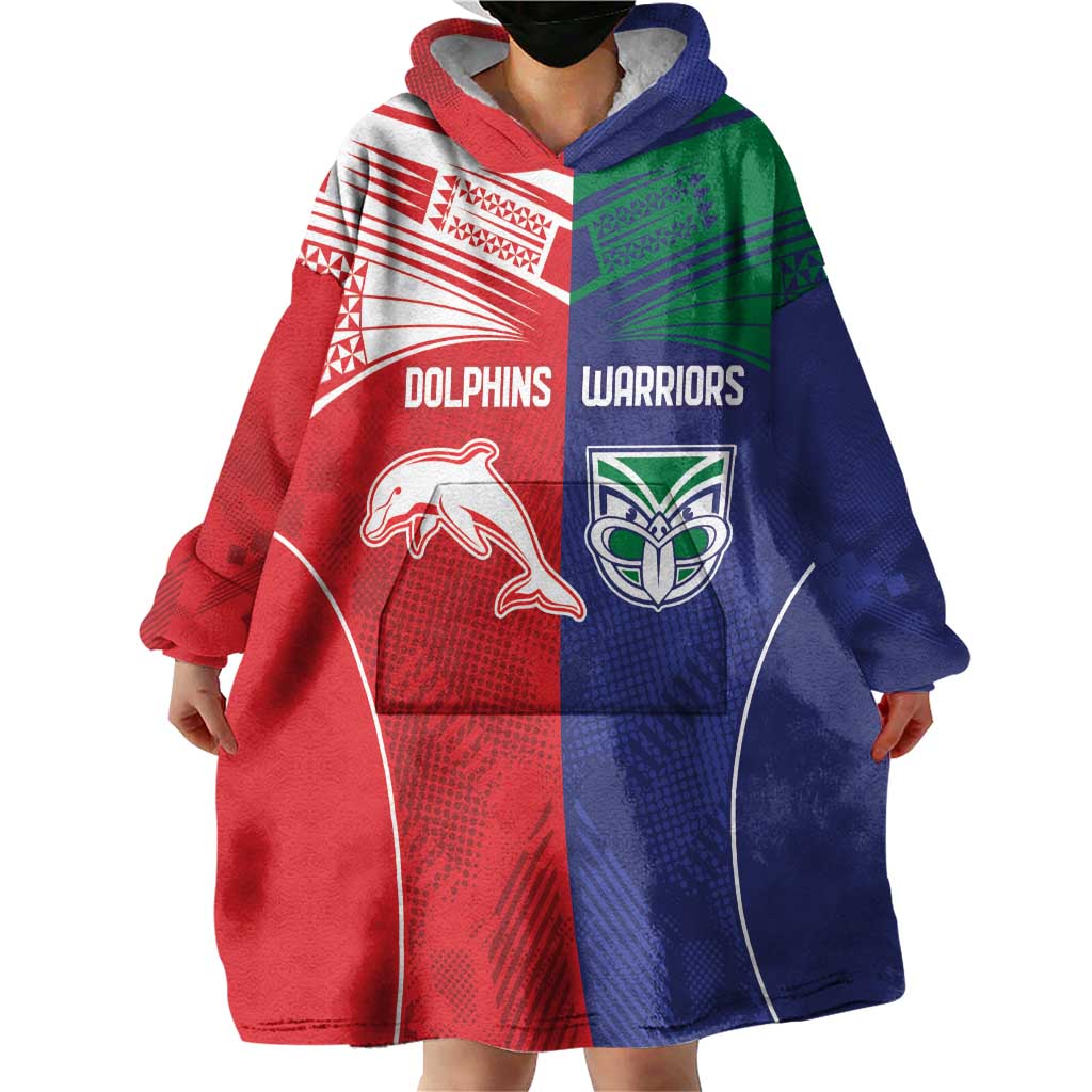 Custom Warriors-Dolphins Wearable Blanket Hoodie Together Sporty Style