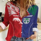 Custom Warriors-Dolphins Women Casual Shirt Together Sporty Style