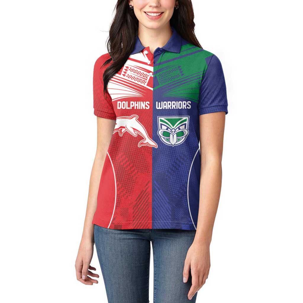 Custom Warriors-Dolphins Women Polo Shirt Together Sporty Style