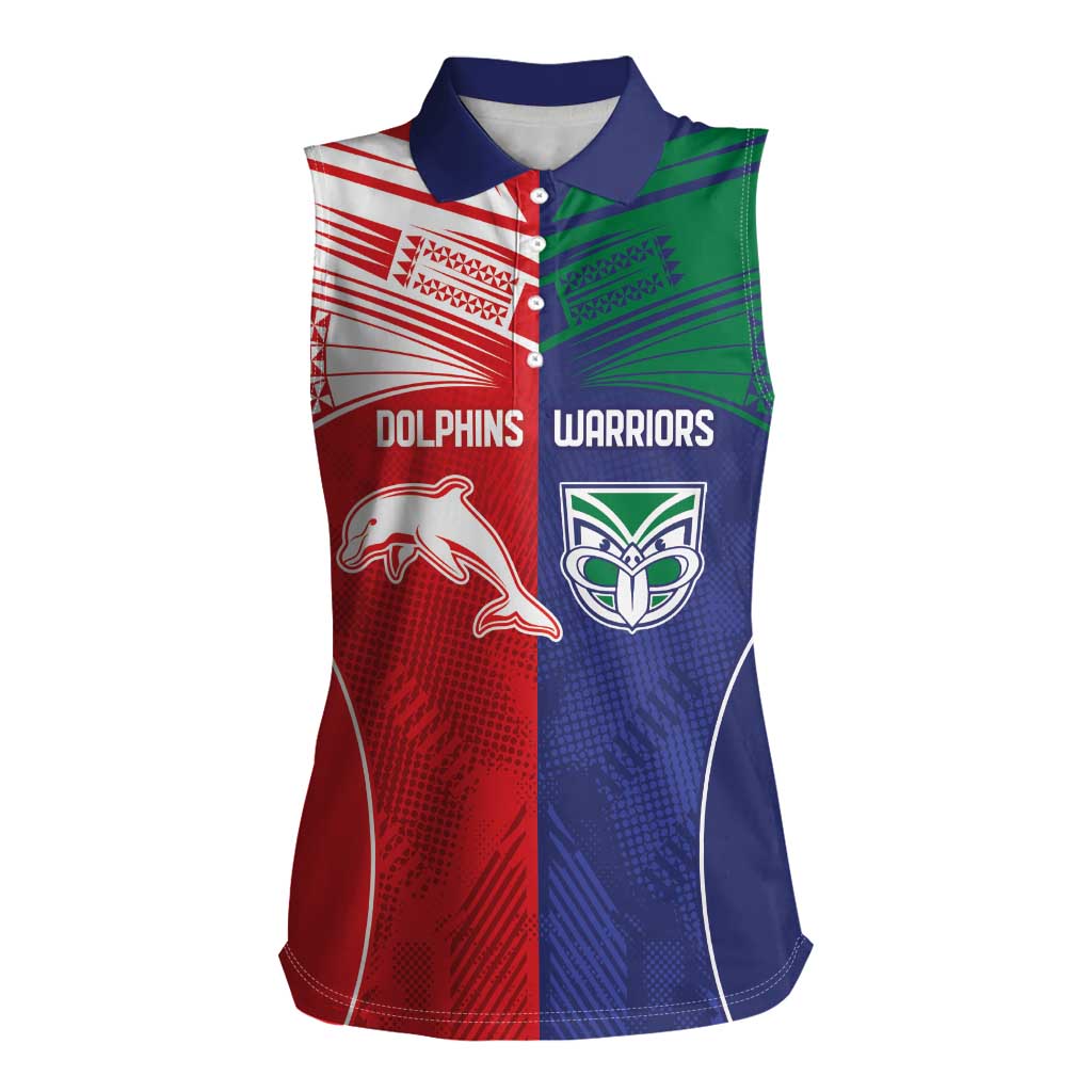 Custom Warriors-Dolphins Women Sleeveless Polo Shirt Together Sporty Style