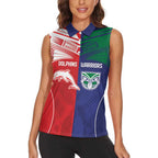 Custom Warriors-Dolphins Women Sleeveless Polo Shirt Together Sporty Style