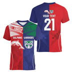 Custom Warriors-Dolphins Women V-Neck T-Shirt Together Sporty Style