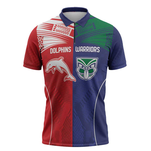 Custom Warriors-Dolphins Zipper Polo Shirt Together Sporty Style