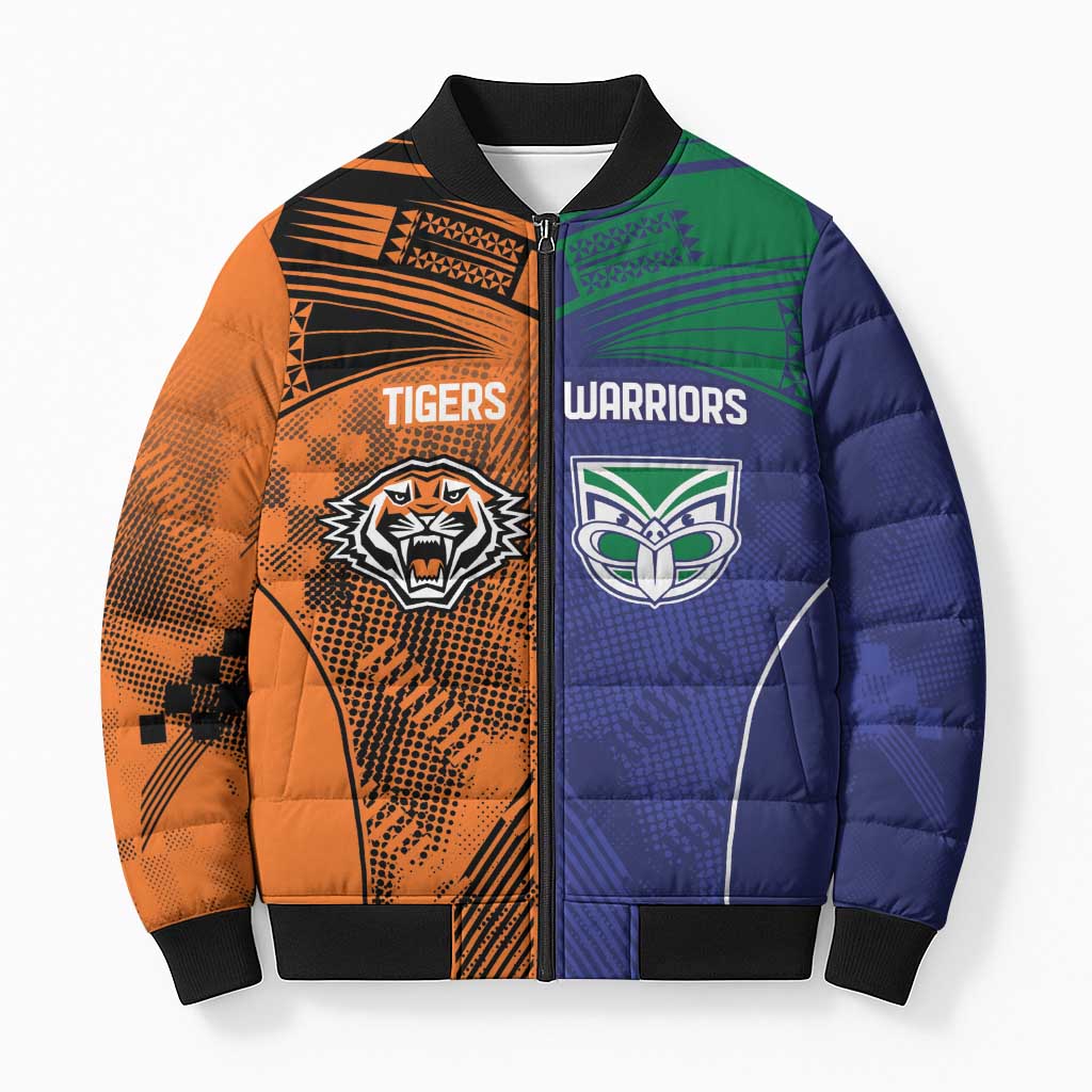 Custom Warriors-Tigers Bomber Puffer Jacket Together Sporty Style