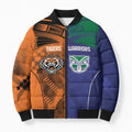 Custom Warriors-Tigers Bomber Puffer Jacket Together Sporty Style
