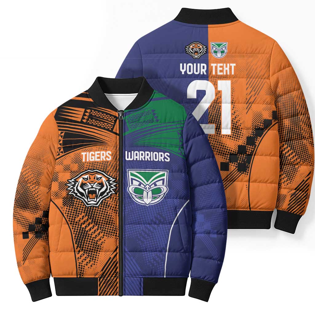 Custom Warriors-Tigers Bomber Puffer Jacket Together Sporty Style