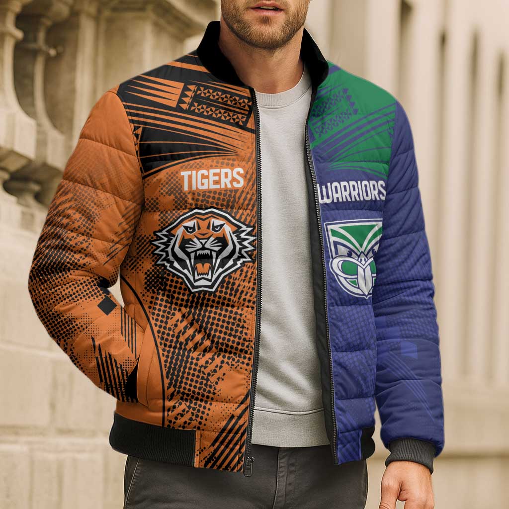 Custom Warriors-Tigers Bomber Puffer Jacket Together Sporty Style