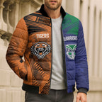 Custom Warriors-Tigers Bomber Puffer Jacket Together Sporty Style