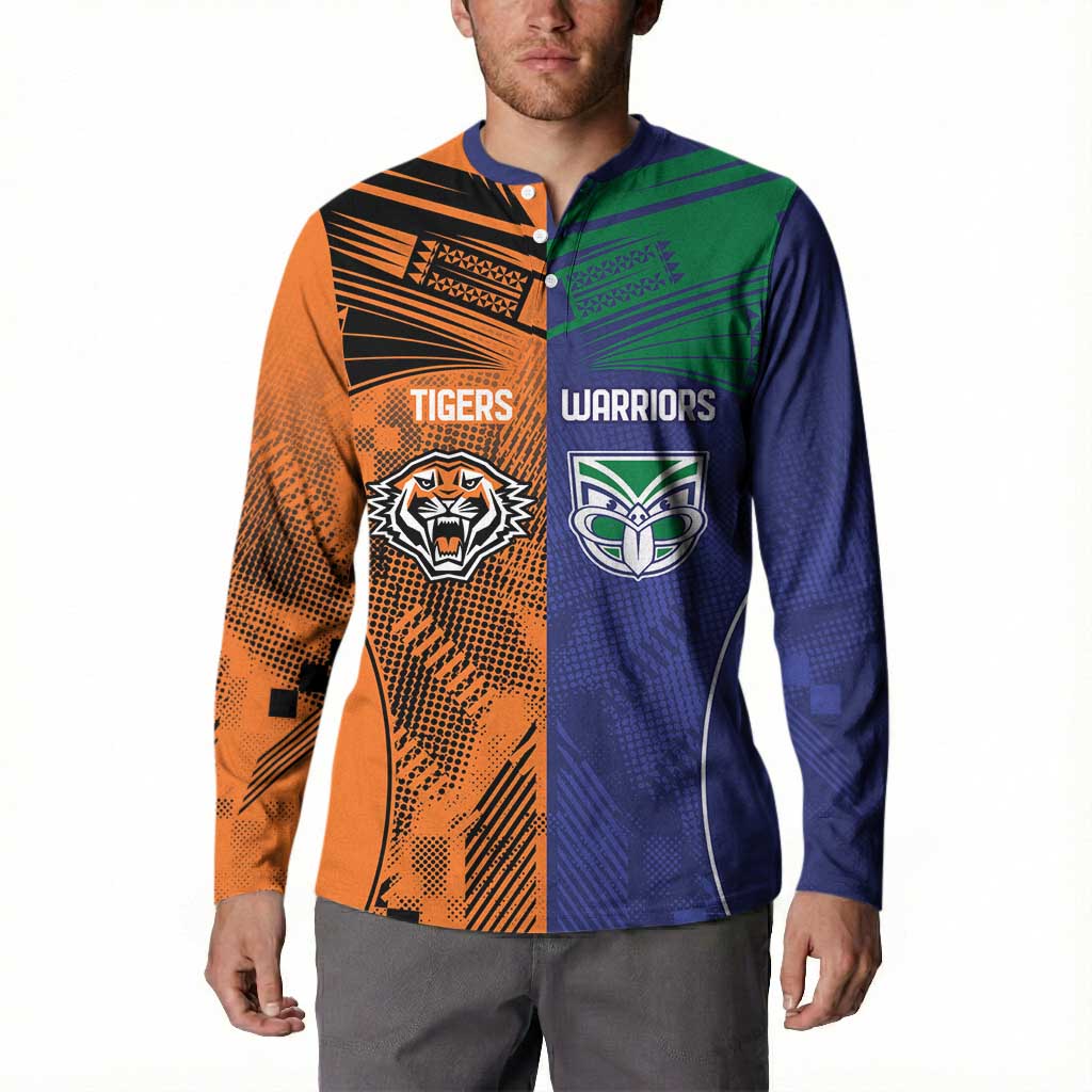 Custom Warriors-Tigers Button Sweatshirt Together Sporty Style