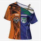Custom Warriors-Tigers Cross Shoulder Shirt Together Sporty Style
