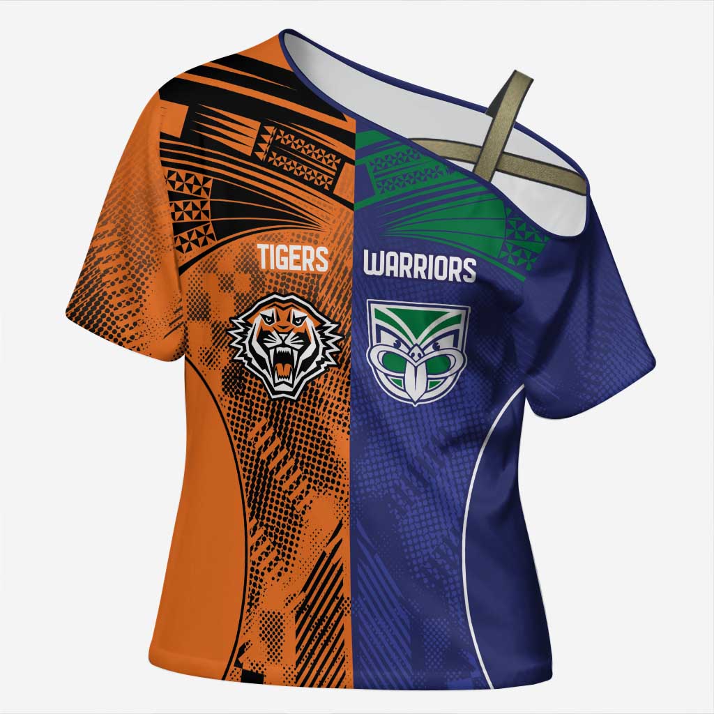 Custom Warriors-Tigers Cross Shoulder Shirt Together Sporty Style