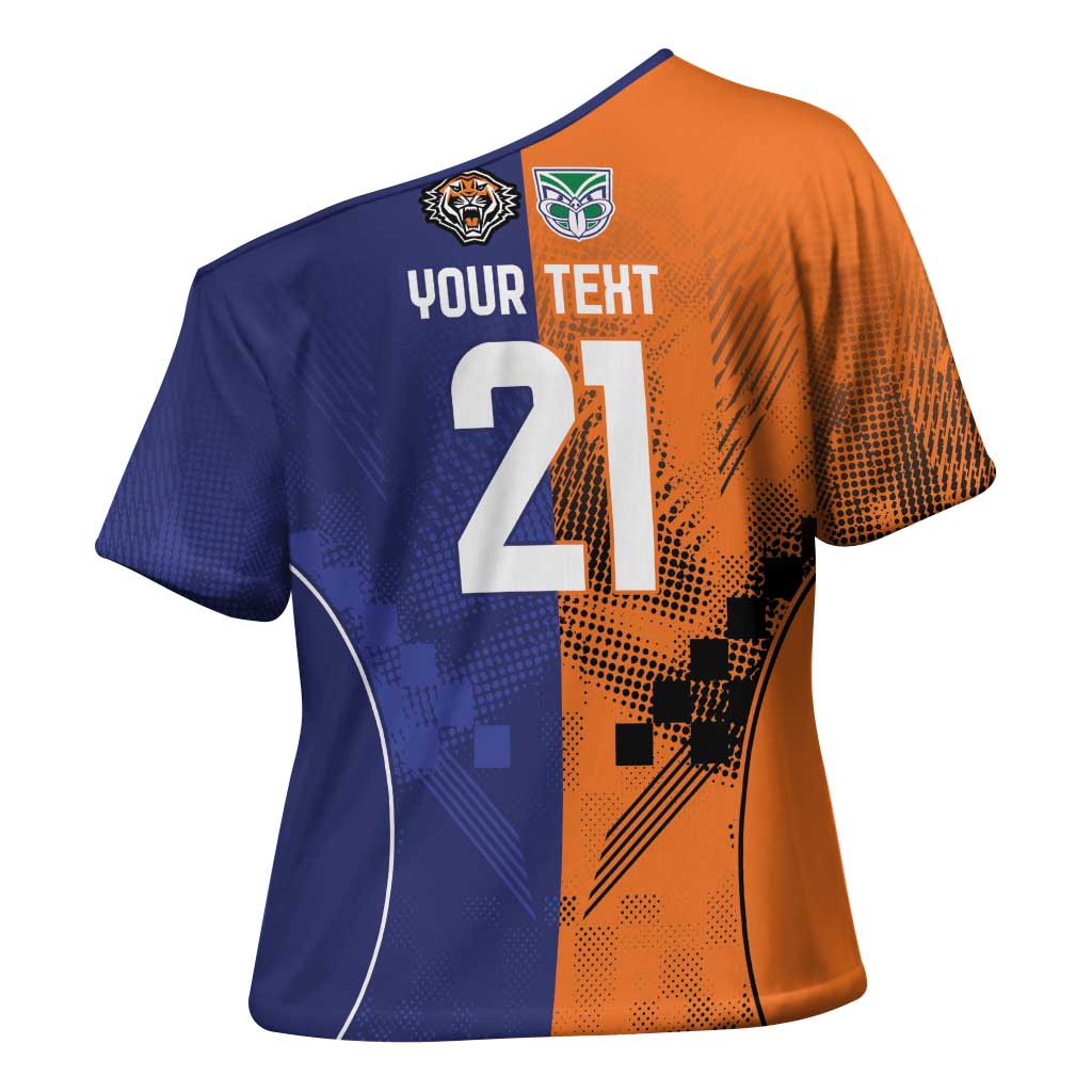 Custom Warriors-Tigers Cross Shoulder Shirt Together Sporty Style