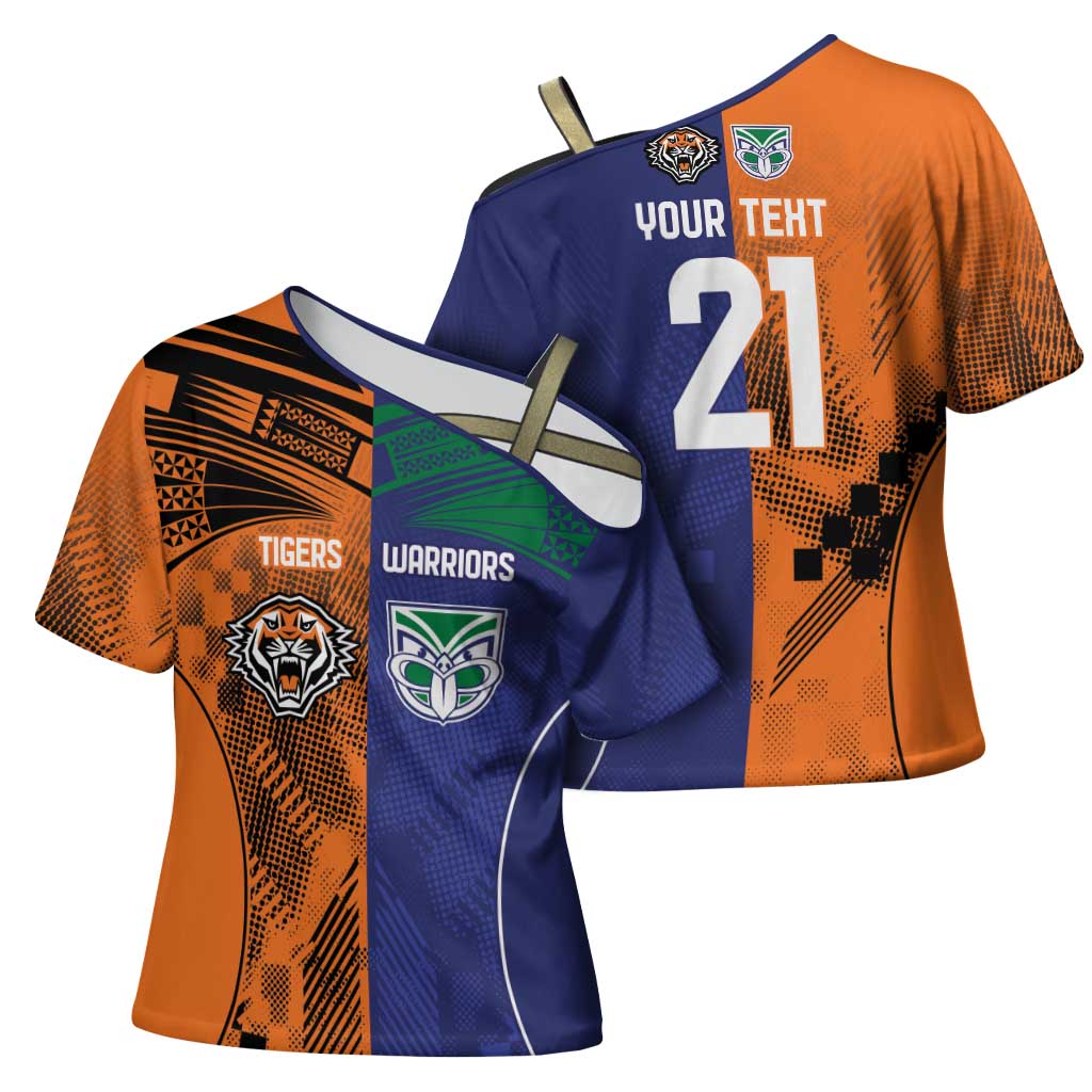 Custom Warriors-Tigers Cross Shoulder Shirt Together Sporty Style