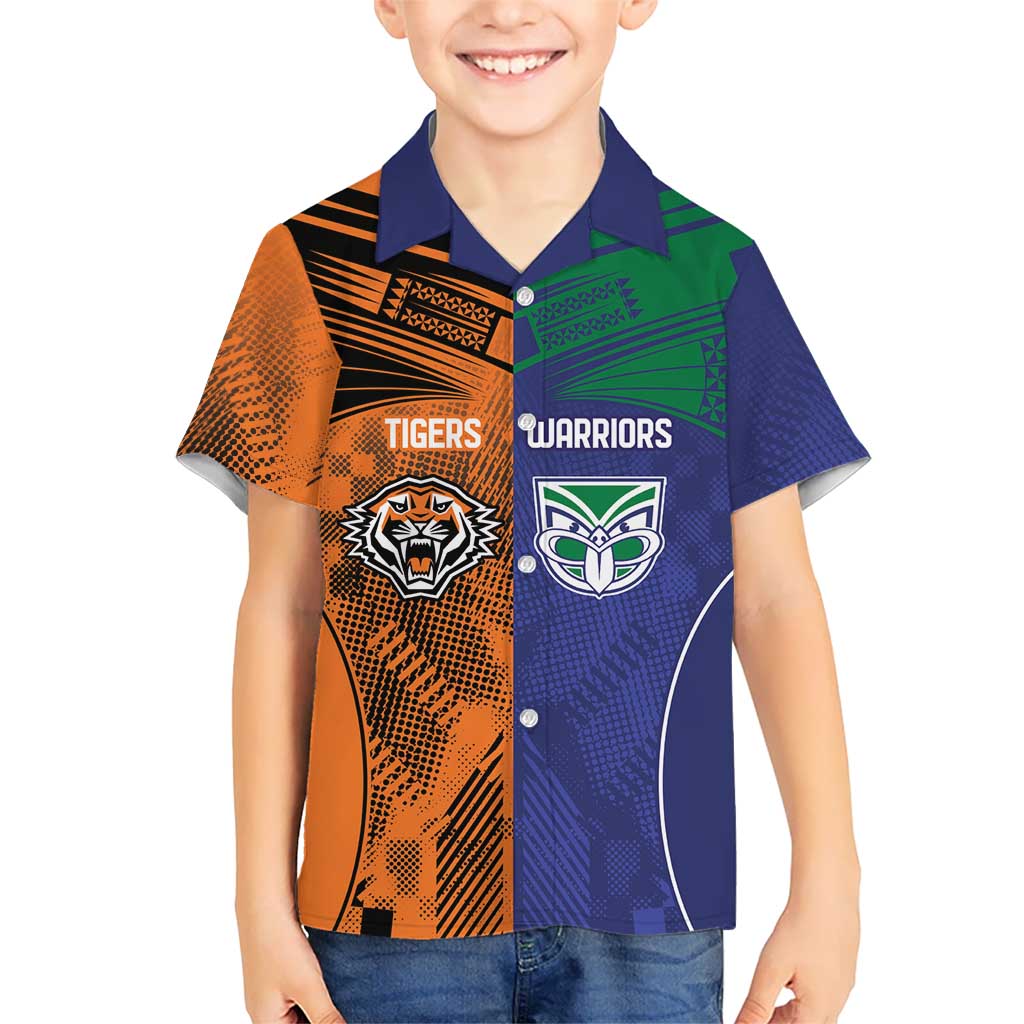 Custom Warriors-Tigers Kid Hawaiian Shirt Together Sporty Style