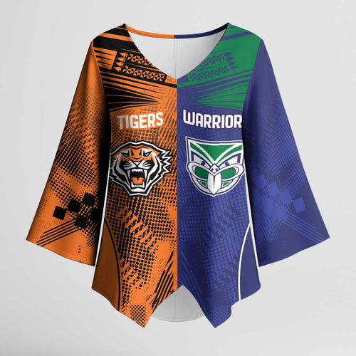 Custom Warriors-Tigers Kimono Sleeve Blouse Together Sporty Style