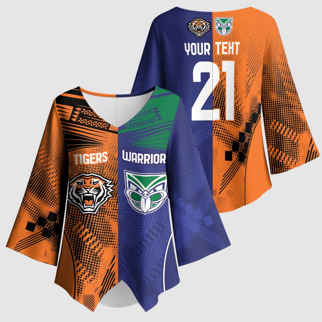Custom Warriors-Tigers Kimono Sleeve Blouse Together Sporty Style