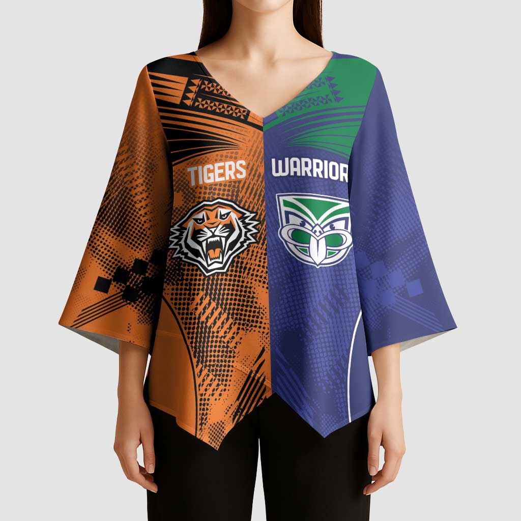 Custom Warriors-Tigers Kimono Sleeve Blouse Together Sporty Style