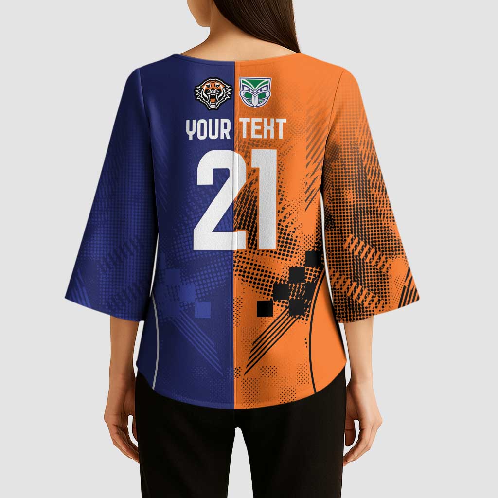 Custom Warriors-Tigers Kimono Sleeve Blouse Together Sporty Style