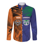 Custom Warriors-Tigers Long Sleeve Button Shirt Together Sporty Style