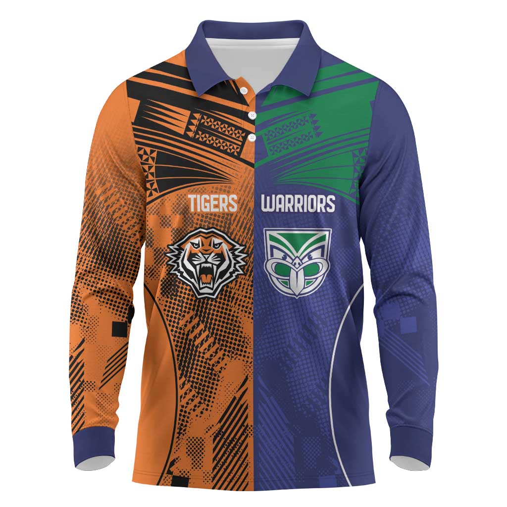 Custom Warriors-Tigers Long Sleeve Polo Shirt Together Sporty Style