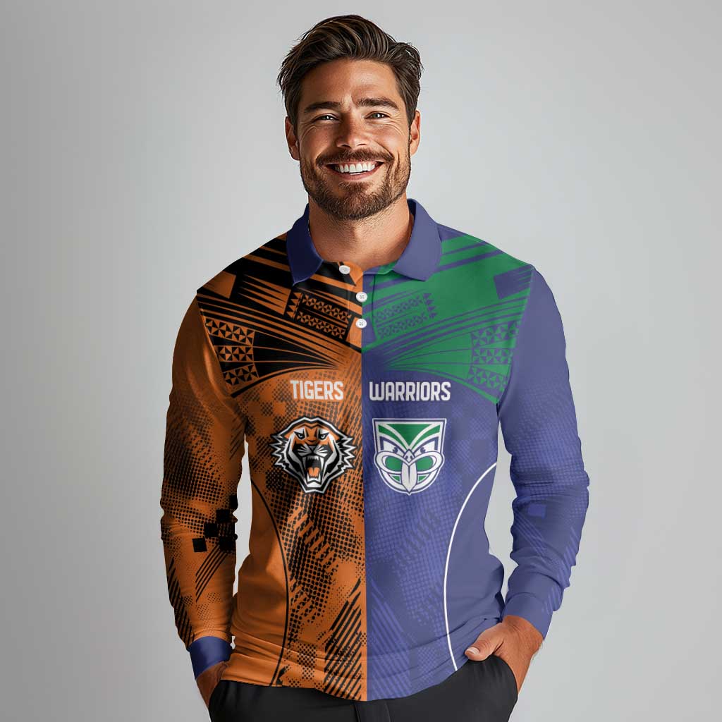 Custom Warriors-Tigers Long Sleeve Polo Shirt Together Sporty Style