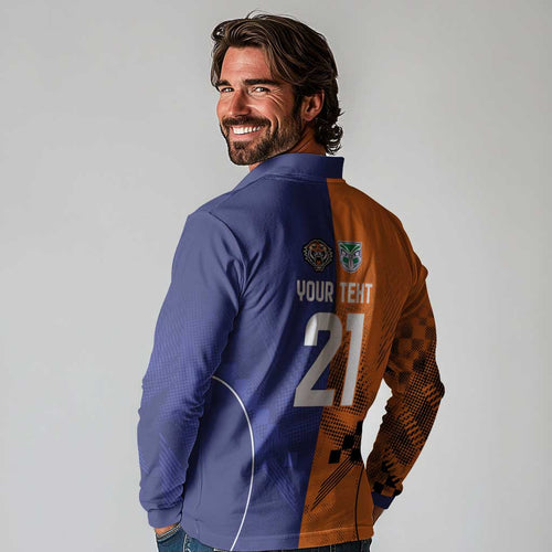 Custom Warriors-Tigers Long Sleeve Polo Shirt Together Sporty Style