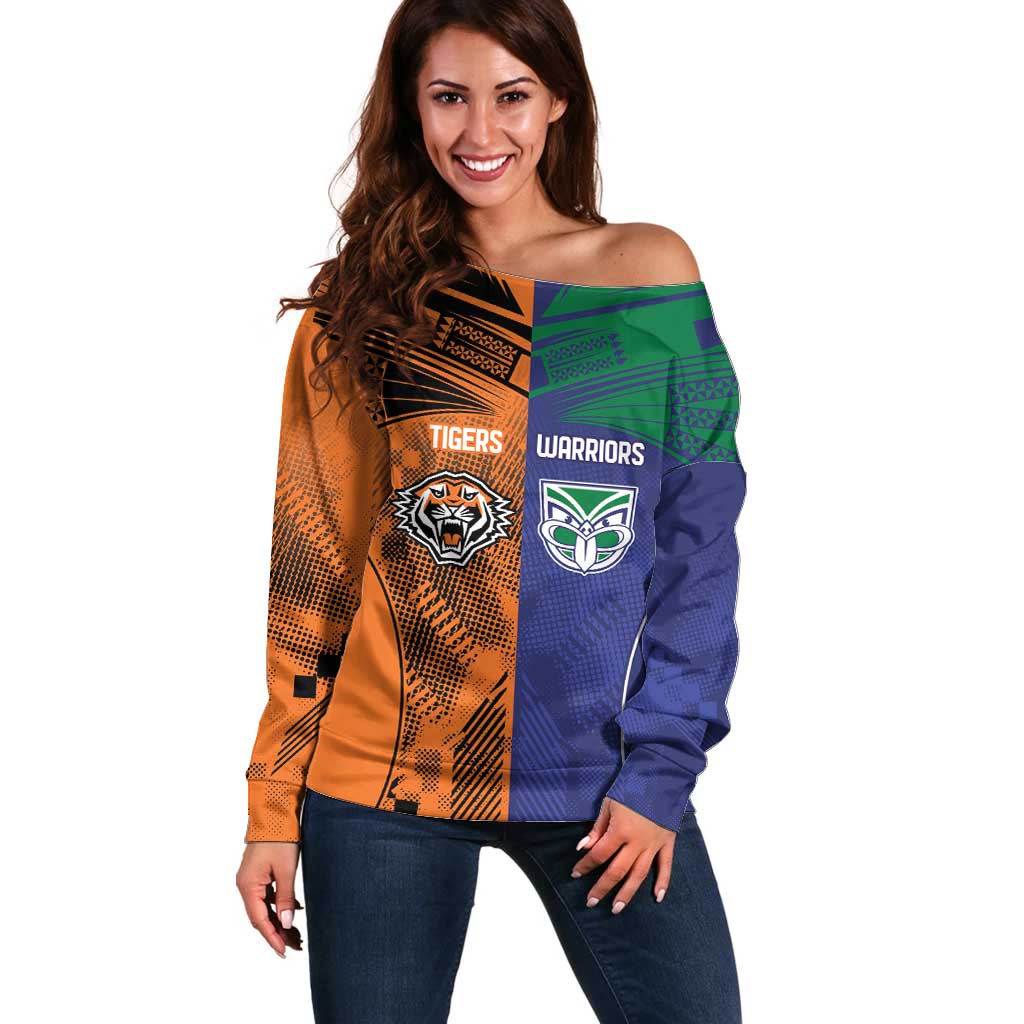 Custom Warriors-Tigers Off Shoulder Sweater Together Sporty Style