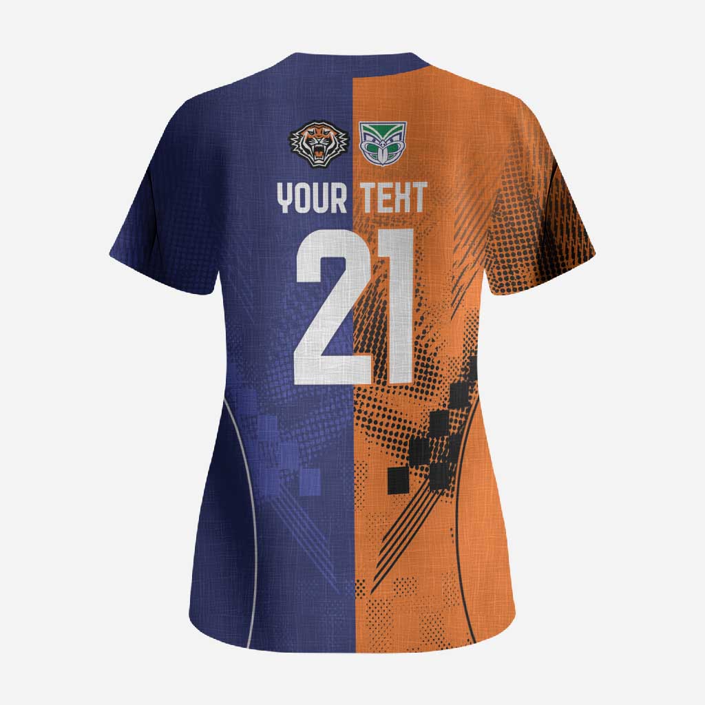 Custom Warriors-Tigers Scrub Top Together Sporty Style