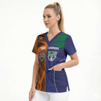 Custom Warriors-Tigers Scrub Top Together Sporty Style