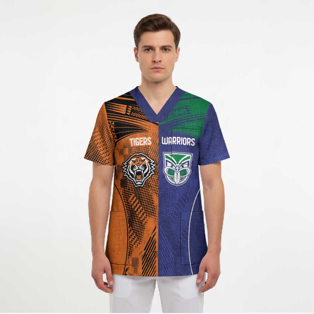 Custom Warriors-Tigers Scrub Top Together Sporty Style