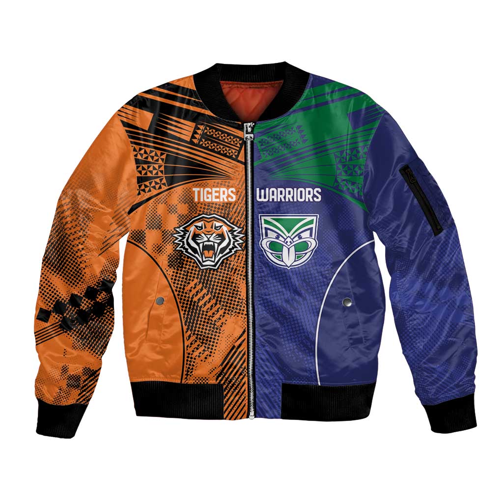 Custom Warriors-Tigers Sleeve Zip Bomber Jacket Together Sporty Style