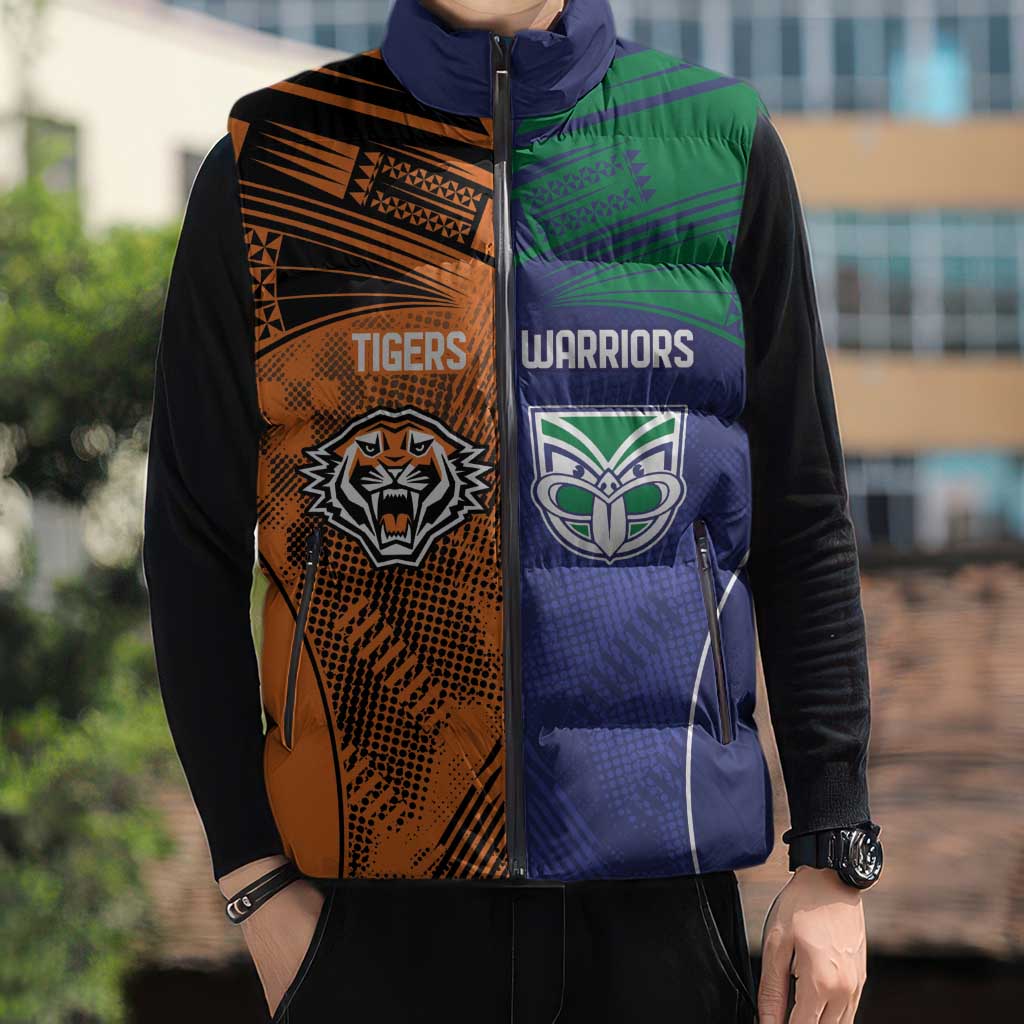 Custom Warriors-Tigers Sleeveless Puffer Jacket Together Sporty Style