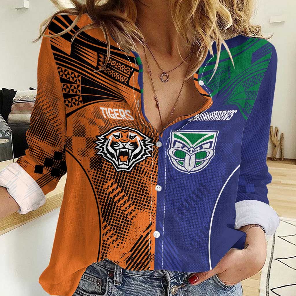 Custom Warriors-Tigers Women Casual Shirt Together Sporty Style