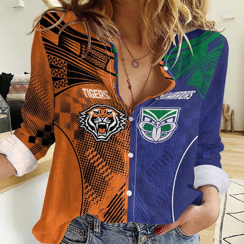 Custom Warriors-Tigers Women Casual Shirt Together Sporty Style